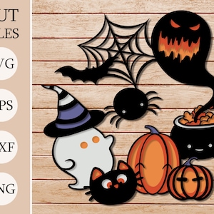 Citrouille fantôme Halloween 3D Shadow Box SVG, fichiers en couches pour Cricut, papier cartonné SVG, découpé au laser
