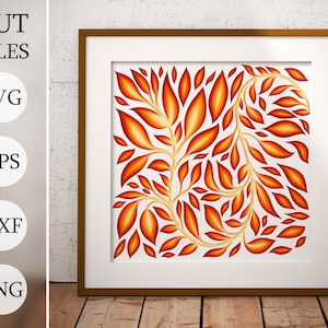 Feuilles de printemps 3D Shadow Box SVG, fichiers en couches pour Cricut, papier cartonné SVG, découpé au laser
