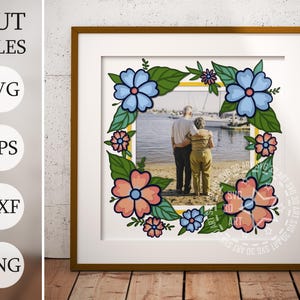 Floral Frame 3D Shadow Box SVG – Layered Cut Files for Cricut & Laser | Blossom Border Design | Botanical Craft Template