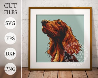 Irish Setter Dog 3D Shadow Box SVG: Pet Memorial Gift, laser cut files