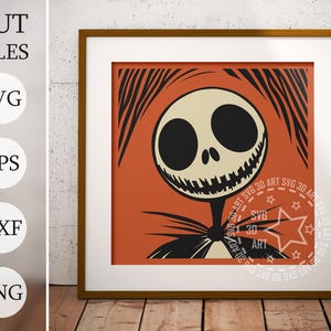 Halloween Jack Skelliton 3d Shadow Box SVG, Halloween tim burton, Pliki warstwowe dla Cricut, Cardstock SVG, Jack Skelliton cięcie laserowe DXF
