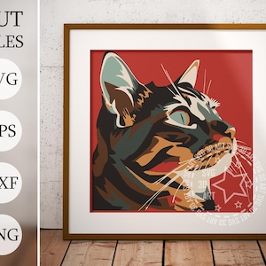 Chat brun 3d Shadow Box SVG, cadeau pour animal de compagnie, projets Cricut, cadeau commémoratif pour animal de compagnie, svg laser, fichiers découpés au laser, boîte d'ombre animal
