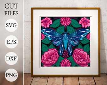 3D Butterfly Shadow Box SVG: Layered Floral Design (Digital Download)