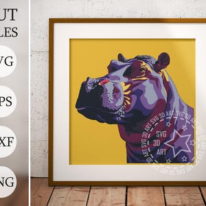 Hipopótamo africano 3D (SVG): Archivos Cricut en capas (Descarga digital)