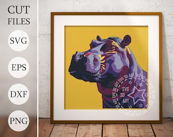 African Hippopotamus 3d Shadow Box SVG, Layered Files For Cricut, Cardstock SVG, Hippopotamus Laser cut DXF file, 3d Hippopotamus svg