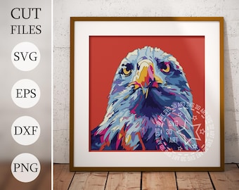 3D Eagle Portrait Shadow Box SVG: Mandala Laser Cut Files