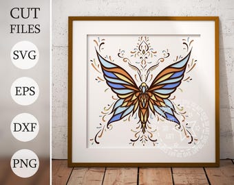 Butterfly 3D Shadow Box SVG: Floral Wing Laser Cut File (Digital Download
