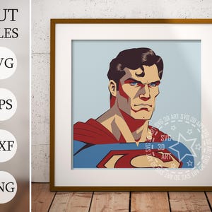 Superheld 3d Shadow Box SVG, gelaagde bestanden voor Cricut, Cardstock SVG, vleermuis lasergesneden DXF-bestand, 3D-superheldstrips