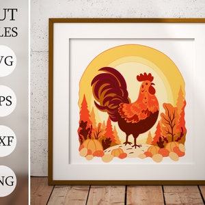 Framed Roosters Shadow Box Chicken Wire 3D Wall Hanging