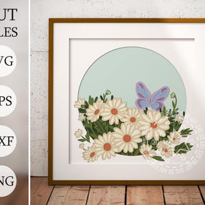 Spring Daisy Flowers 3D Shadow Box SVG, layered svg, laser cut files, dxf files, svg files for laser,  3d flower svg, cricut projects
