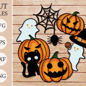 Fantômes 3D Shadow Box SVG, fichiers en couches pour Cricut, papier cartonné SVG, découpé au laser