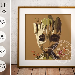 G-root superheld 3d Shadow Box SVG, gelaagde bestanden voor Cricut, Cardstock SVG, wortel lasergesneden DXF-bestand, 3D-superheld-strips