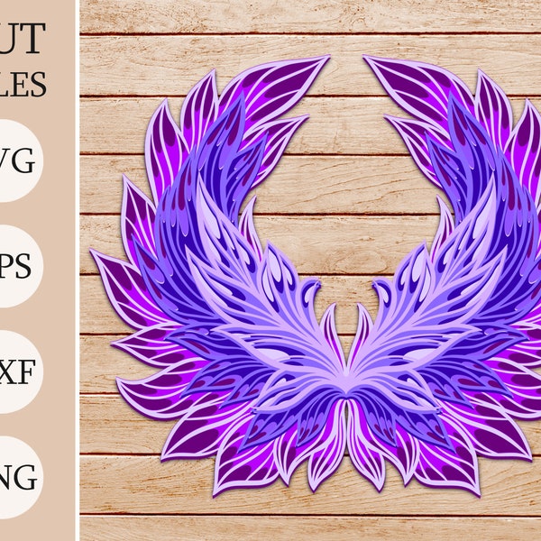 Angel Wings 3d Shadow Box SVG, Layered Files For Cricut, Cardstock SVG, Laser cut, Minimalist