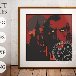Cicatrices d'Halloween de Dracula 3D SVG, svg Dracula d'Halloween, château d'Halloween, couches de fichiers, papier cartonné SVG, DXF découpé au laser