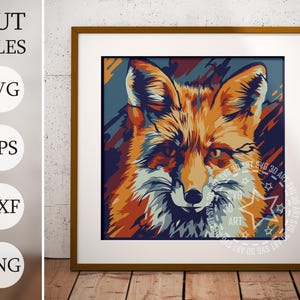 Orange Fox 3D Fall Shadow Box SVG, fichiers en couches pour Cricut, papier cartonné automne SVG, découpé au laser DXF