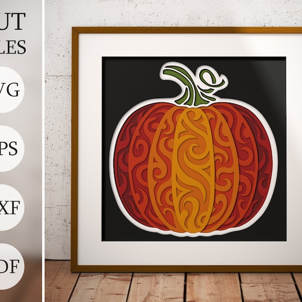 Halloween pumpkin 3d Fall Shadow Box SVG, Layered Files For Cricut, Autumn Cardstock SVG, Laser cut