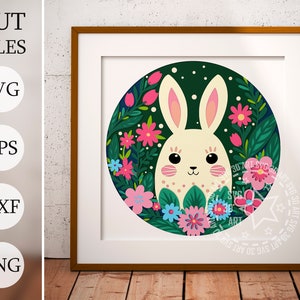 Spring Easter Bunny 3d Shadow Box SVG, Layered Files For Cricut, 3d Rabbit, easter rabbit Cardstock SVG, Laser cut DXF File