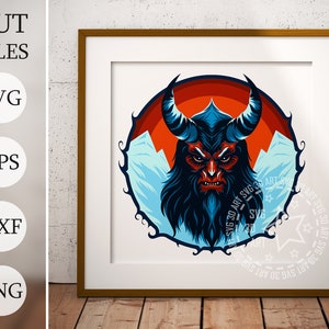 Krampus 3D Shadow Box SVG, fichiers en couches pour Cricut, papier cartonné SVG, Mandala Krampus, découpé au laser