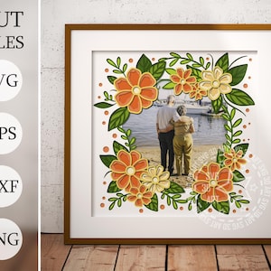 Floral Frame 3D Shadow Box SVG – Layered Cut Files for Cricut & Laser | Blossom Border Design | Botanical Craft Template