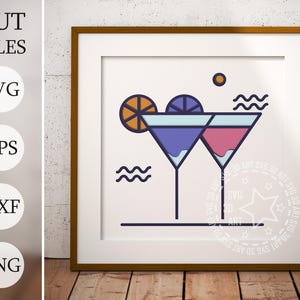 Layered Martini Svg, Martini Glass Shadow Box, Papercraft Svg, File di taglio della carta per Cricut, File Dxf tagliato al laser, Decorazione 3D Svg, Martini Lover