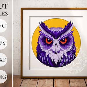 Owl 3d Shadow Box SVG, file a strati per Cricut, cartoncino SVG, file DXF tagliato al laser per uccelli, fiori 3D