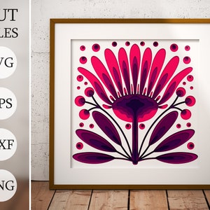 Minimalistic Flower 3d Shadow Box SVG, Layered Files For Cricut, Cardstock SVG, Laser cut