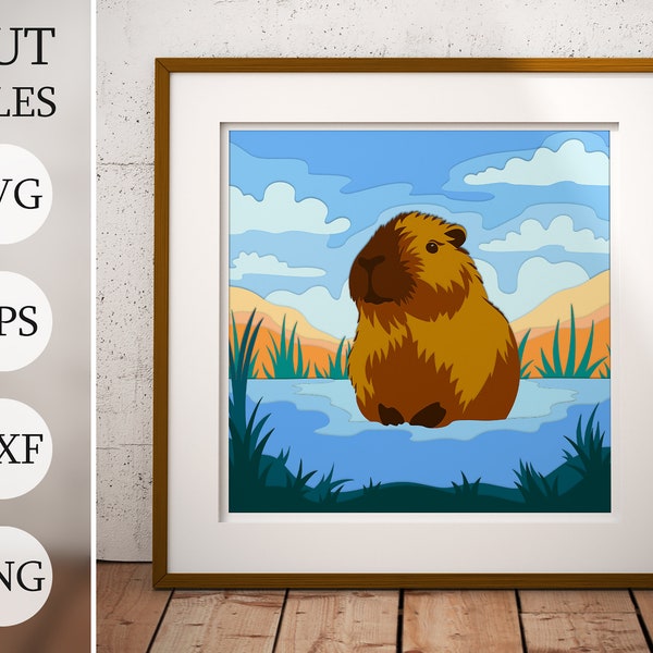 Capybara 3d Shadow Box SVG, Layered Files For Cricut, Cardstock SVG, Mandala capybara, Laser cut Capybara 3d Shadow Box SVG, Layered Files For Cricut, Cardstock SVG, Mandala capybara, Laser cut