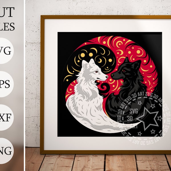 Yinyang Dogs 3d Shadow Box SVG, Landscape, Puppy, Layered Files For Cricut, Cardstock SVG, Laser cut DXF file Yinyang Dogs 3d Shadow Box SVG, Landscape, Puppy, Layered Files For Cricut, Cardstock SVG, Laser cut DXF file