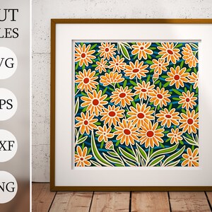 Spring Daisy Flowers 3D Shadow Box SVG, layered svg, laser cut files, dxf files, svg files for laser,  3d flower svg, cricut projects