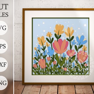 Spring Flowers 3D Shadow Box SVG, layered svg, laser cut files, dxf files, svg files for laser,  3d flower svg, cricut projects