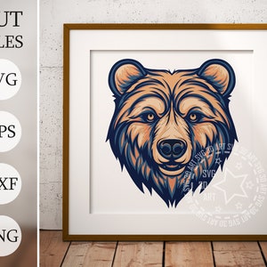 Ours 3D Shadow Box SVG, fichiers en couches pour Cricut, papier cartonné SVG, fichier DXF découpé au laser ours, svg ours 3D