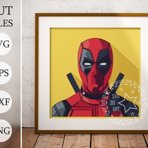 Czerwony dpool Superhero 3d Shadow Box SVG, pliki warstwowe dla Cricut, karton SVG, plik dpool DXF wycinany laserowo, komiksy 3d Superhero