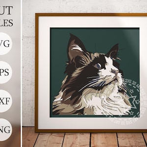 Chat Ragdoll 3D Shadow Box SVG, cadeau pour animal de compagnie, projets Cricut, cadeau commémoratif pour animal de compagnie, svg laser, fichiers découpés au laser, boîte d'ombre animal