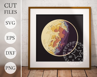 3D Planet Shadow Box SVG: Layered Space Decor Template (Digital Download)
