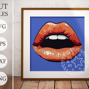 Lips 3D Shadow Box SVG – Arquivos de corte em camadas para Cricut e Laser | Decoração com tema de beijo | Modelo de artesanato em papel cartão