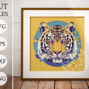 Tiger 3d Shadow Box SVG, pliki warstwowe dla Cricut, karton SVG, ptak plik DXF wycinany laserowo, 3d Tiger