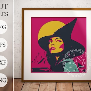 Halloween Witch 3d Shadow Box SVG, halloween wizard, Layered Files For Cricut, Cardstock SVG, Laser cut DXF, Fall shadow box