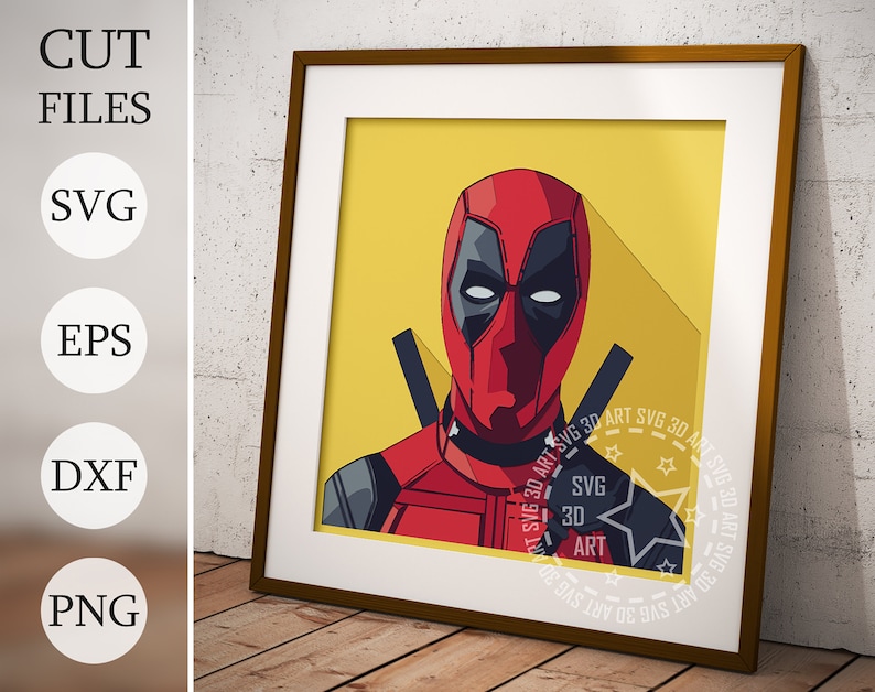 Red Dpool Superhero 3D Shadow Box SVG: Layered Files (digital Download ...