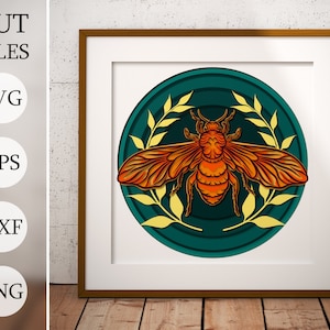 Zweefvliegen 3d Shadow Box SVG, gelaagde bestanden voor Cricut, Cardstock SVG, lasergesneden DXF, minimalistisch