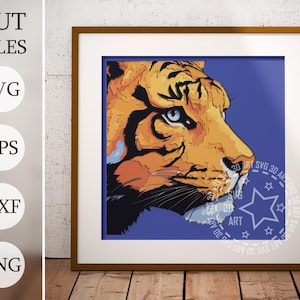 Tijger 3d Shadow Box SVG, gelaagde bestanden voor Cricut, Cardstock SVG, vogel lasergesneden DXF-bestand, 3D-tijger