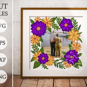 Floral Frame 3D Shadow Box SVG – Layered Cut Files for Cricut & Laser | Blossom Border Design | Botanical Craft Template