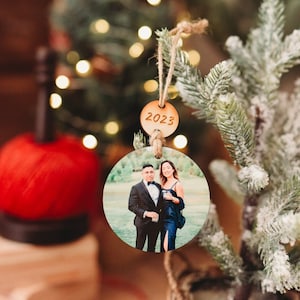 Custom Ornament DOUBLE Sided Year Tag Photo Ornament |Hanging Family Photo Ornament |Bespoke Hanging Photo Ornament| Photo Year Tag Ornament