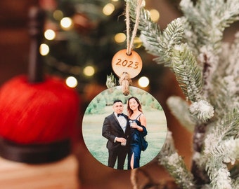 Custom Ornament DOUBLE Sided Year Tag Photo Ornament |Hanging Family Photo Ornament |Bespoke Hanging Photo Ornament| Photo Year Tag Ornament