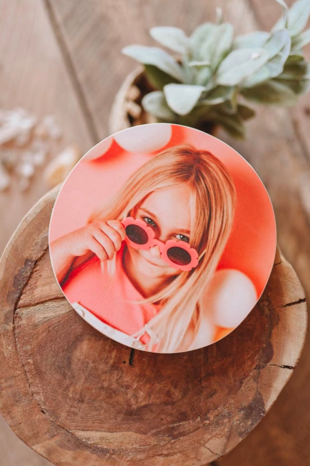 Custom Photo Print on Wood Circle Custom Round Wood Photo Block custom