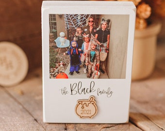 Halloween Family Name Polaroid Photo Block | Frameless Photo Print | Wood Photo Print | Photo on Wood | Wood Canvas Wall Art | Photo Block