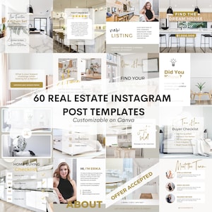 60 Immobilien Instagram Posts | Social Media für Makler | Immobilienmarketing | Facebook Post | Real Estate Canva Templates
