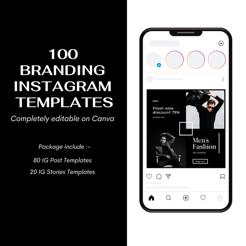 100 Black & White Branding Instagram Post Templates | Instagram Stories ...