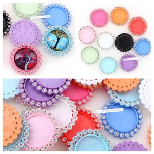 1” (10 per pack) Plastic Flat-Back Rhinestone Bottle Caps | Bow Center Decoration | 25mm plastic bottle caps | Save on Combined Shipping!