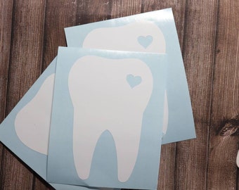 Pegatina de diente, calcomanía de diente, pegatinas de asistente dental, pegatina de higienista dental, regalo dental, pegatina dental, pegatina de diente para coche