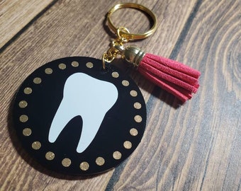 Llavero dental, llavero de diente, llavero de diente personalizado, asistente dental, higienista dental, dentista, regalo para consultorio dental, regalo dental